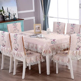 Yeknu Lace Flower Table Skirt with Jacquard Pattern Rectangle Table Cloth Anti-skid Double Vertical Edge Hous Dining Table Clothes