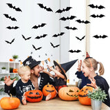 Yeknu 12-120pcs Halloween Decoration 3D Black PVC Bat Halloween Party DIY Decor Wall Sticker Bar Room Halloween Party Scary Decos