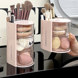 Yeknu Rotating Powder Puff Storage Box Dust-proof Desktop Beauty Egg Air Cushion Rack Multi-layer Lipstick Makeup Brush Storage Rack