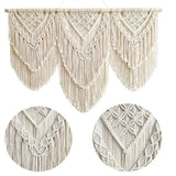 Yeknu Handwoven Macrame Tassel Pendant Wall Hanging  Tapestry  with  Wooden Stick Hand-Woven Bohemia Tassel Curtain Tapest