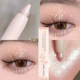 Yeknu 14 Colors White Eyeliner Shiny Glitter Eyeshadow Stick Eye Liner Pen Matte Brown Pink Pearlescent Eyes Makeup Brighten Silkworm