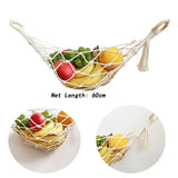 Yeknu Hand-Woven Macrame Vegetable Hammock Net Under Cabinet Fruit Hanging Basket Kitchen Storage Organizer Hanging MiniTapestry Decor