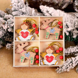 Yeknu 12/9Pcs Christmas Wooden Pendant Snowflake Xmas Tree Hanging Ornaments Christmas Decorations for Home Navidad Gift New Year