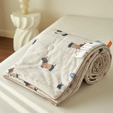 Yeknu Summer Quilt  Class A Knitted Aerobic Cotton Printed Soybean Quilt Summer Bedspread Home Textiles