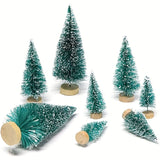 Yeknu 24pcs, Mini Christmas Sisal Snow Frost Tree with Wooden Bottling Brush - Perfect Desktop Tree for Christmas Party and Home Decor