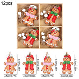 Yeknu Christmas Wooden Pendants Gingerbread Man Gnomes Xmas Tree Hanging Oranment Noel Navidad Decorations for Home New Year Gift