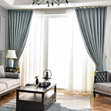 Yeknu Blue Luxury Living Room Jacquard Cortinas Ornate Pattern Bedroom Cortina Blackout Curtains Balcony Thick Chenille Curtain шторы