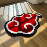 Yeknu  Japanese Anime Red Cloud Doormat Mat Anti-Slip Kitchen Bedroom Handmade Tufted Rug Carpet Living Room Entrance Rug Home Decor