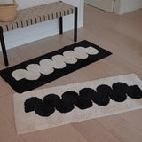 Yeknu Black White Tufting Bedside Rug Soft Geometric Bathmat Bedroom Carpet Cloakroom Mat Floor Pad Tidy Aesthetic Home Decor