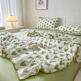 Yeknu Summer Quilt Cotton Floral French Style Double  Air-conditioned Quilt, Double-layer Summer Blanket Comforter Duvet   이불