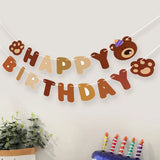 Yeknu Brown Teddy Bear Happy Birthday Letter Banner Garland For Kids Boy Girl Birthday Party Decoration Supplies Hanging Flags