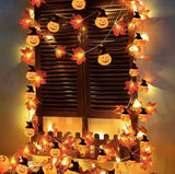 Yeknu Artificial Autumn Maple Leaves Pumpkin Garland LED Fairy String Light Christmas Thanksgiving Decoration DIY Halloween Party Home