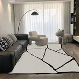 Yeknu French Light Luxury Carpets Irregular Living Room Decoration Carpet Black White Minimalist Bedroom Rugs Sofa Coffee Table Rug IG