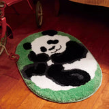 Yeknu Tufting Panda Bathroom Mat Soft Cartoon Animal Kids Room Pad Living Area Carpet Anti-slip Rug Kawaii Home Nursery Decor 50x80cm