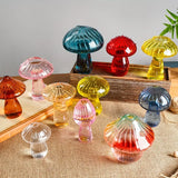 Yeknu Colourful Mushroom Vase Plant Glass Plant  Bud Vase Decoration Home Glass Aromatherapy Vase Living Room Dining Room Desktop