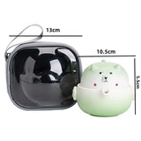 Yeknu Portable Travel Tea Cup Set Ceramic 160ml Camping Tea Set Cute Dog Teapots Japanese Tea Culture with Storage Bag Travel Supplies