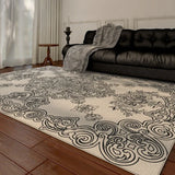 Yeknu French Retro Living Room Large Area Carpet Ethnic Style Bedroom Carpets Black White Home Rug Pattern Luxury Study Easy Care Rugs