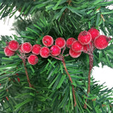 Yeknu (10pcs/pack) 4 * 7cm Christmas Berry Flower Bundle Crystal Berry Imitation Fruit Xmas Tree Decoration Wedding Decoration Wreath