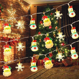 Yeknu Christmas Lights String Santa Claus Snowman Battery-operated Garland LED Christmas Decorative Light Party New Year's Decor