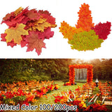 Yeknu 100/200Pcs Artificial Silk Maple Leaf Autumn Fake Leaves Garland Maple Leaves Vine Thanksgiving Halloween Wedding Party Decor