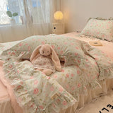 Yeknu Summer Quilt Cotton Korean Ins Lace Fragmented Series  Air Condition Quilt High Quality Summer Blanket set