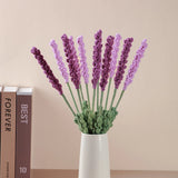 Yeknu 5pc Woven Lavender DIY Crochet Knitting Flowers Arrangement Fake Plant Finished Bouquet Romantic Valentine's Day Gifts