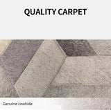 Yeknu Light Luxury Natural Cowhide Plaid Living Room Carpet Grey Handmade Patchwork Rug Sofa Coffee Table Rugs Genuine Cow Hide Mat