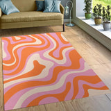 Yeknu Pink Bedroom Large Area Carpet Colorful Striped Living Room Carpet Abstract Art Home Special Rug Plush Soft Girl Room Rugs Ковер