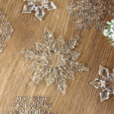 Yeknu 3Pcs Christmas Acrylic Snowflake Ornaments Transparent Xmas Tree Hanging Pendant Christmas Decorations for Home New Year