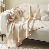 Yeknu Ins Love Heart Knitted Blanket Soft Throw Blanket For Bed Sofa Towel For Girls Gift Decor Home Bedding 130x150cm