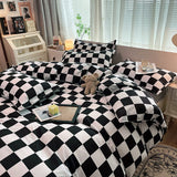 Yeknu Checkerboard Bedding Set No Comforter Hot Sale Single Queen Size Flat Sheet Quilt Duvet Cover Pillowcase Polyester Bed Linens