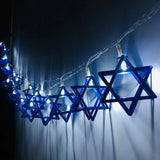 Yeknu 1.65M 10LED Judaism Mogen David Star Lights String Hanukkah Shavuot Jewish the Feast of the Dedication Menorah Party Supplies