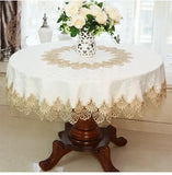 Yeknu European Style Round Tablecloth, Elegant Lace Tablecloth, Dining Table Cloth, Kitchen Table Cover, Decorative Towel