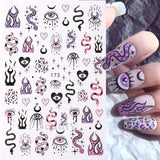 Yeknu - 3D Purple Blue Evil Eyes Nail Art Stickers Snake Flame Star Sliders Decoration Cute Grasshopper Animal Gel Polish Decals FBEB173