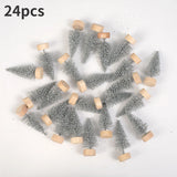 Yeknu 24pcs, Mini Christmas Sisal Snow Frost Tree with Wooden Bottling Brush - Perfect Desktop Tree for Christmas Party and Home Decor