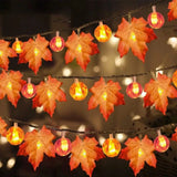 Yeknu Artificial Autumn Maple Leaves Pumpkin Garland LED Fairy String Light Christmas Thanksgiving Decoration DIY Halloween Party Home