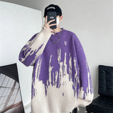 Yeknu Hip Hop Ripped Punk Knitted Sweaters Men Oversized Harajuku Streetwear Sweaters Winter Couples Fashion Knit Pullovers Tops