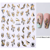 Yeknu - Bronzing Leaves Stickers for Nails Abstract Lines Painting Decals Flowers Animals Love Adhesive Sliders Decoration FBTH1105