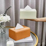 Yeknu Household Tissue Box Leather Napkin Holder Rectangle Wet Paper Case Living Room Office Decorative Car Organizer Desk Storage Box