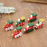 Yeknu Wooden Train Pendants Christmas Tree Mini Hanging Doll Ornaments Decoration for Home 2024 Navidad Noel Xmas New Year 2025 Gifts