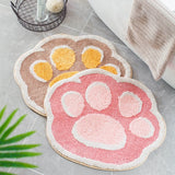 Yeknu Cartoon Cat Paw Flocking Carpet Floor Mat Household Bedroom Toilet Bathroom Non-slip Mat Absorbent Foot Mat