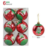 Yeknu 6Pcs/box 6cm Christmas Ball Ornaments Xmas Tree Hanging Pendant Christmas Decorations for Home Navidad Natal New Year Gift