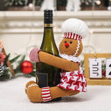 Yeknu Christmas decoration supplies couple gingerbread man doll wine bottle hug wine bottle sleeve creative wine bottle decoration