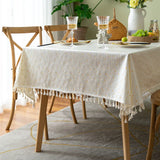 Yeknu White Hollow Lace Tablecloth Simplehem Pastoral Cotton and Linen Rectangle Household Table Cloth Round Coffee lilac Table cover