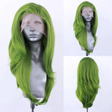 Yeknu Red Green Blonde Color Glueless Synthetic Hair Lace Front Wig For Black Women High Temperature Fiber Natural Hairline Cosplay