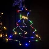 Yeknu Xmas Tree Iron Frame LED Light String Window Hanging Ornament 2024 Christmas Decoration For Home 2025 New Year Party Gift Supply