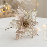 Yeknu 1PC Christmas Gold Silver Imitation Flower Xmas Tree Sequins Artificial Flowers DIY Ornaments for Festival Party New Year Decor