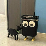 Yeknu Cartoon Cute Big Eyes Trash Can Garbage Bin Home Office Rubbish Bin Bathroom Garbage Bag Container Waste Bucket Kitchen Dustbin