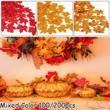 Yeknu 100/200Pcs Artificial Silk Maple Leaf Autumn Fake Leaves Garland Maple Leaves Vine Thanksgiving Halloween Wedding Party Decor