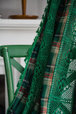 Yeknu American Style Green Plaid Yarn-dyed Curtain Semi-shading Bay Window Curtains for Kitchen Living Room Bedroom Home Decoration